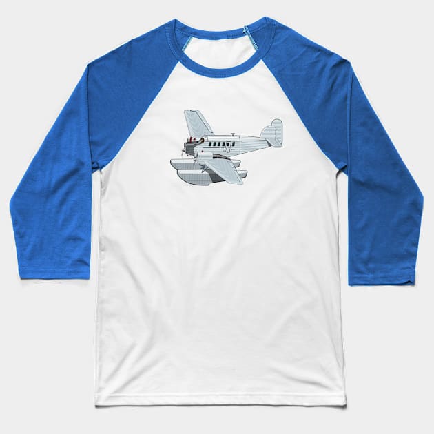 Cartoon retro hydroplane Baseball T-Shirt by Mechanik